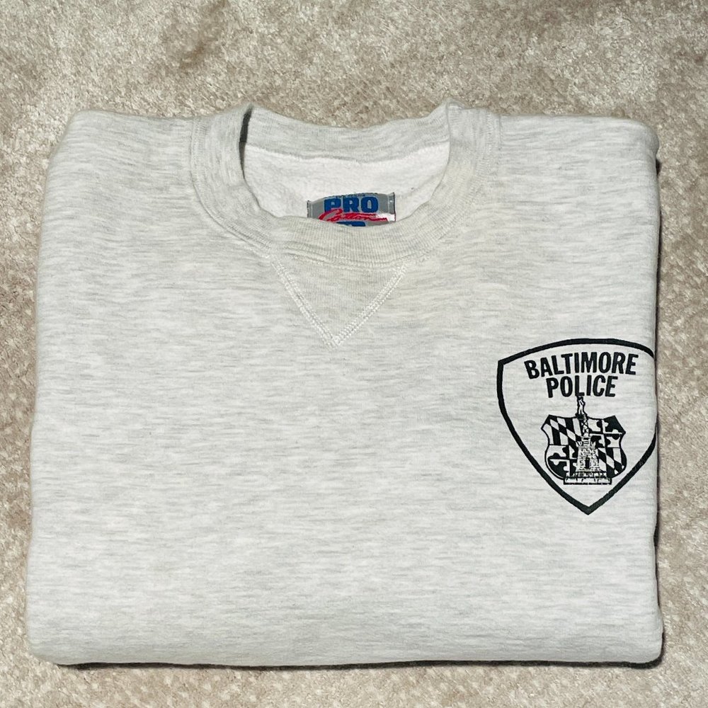 EUC Russell Athletic Brand "Baltimore Police" Sweatshirt, Gray, 95% Cotn, Medium